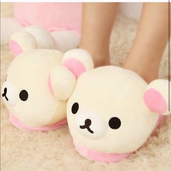 Plush teddy bear slippers - Picture 2 of 2